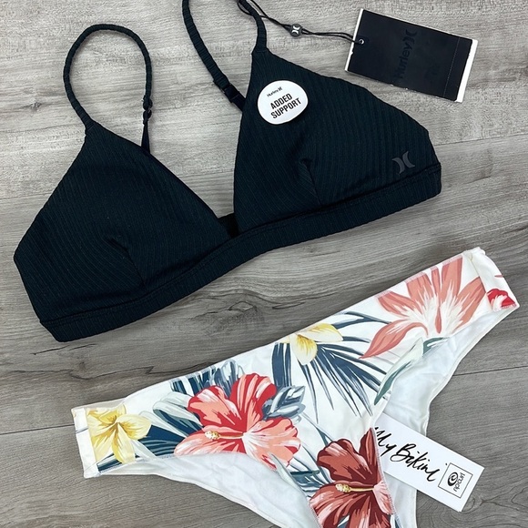 ☀️HURLEY☀️RIP CURL☀️ RIB TRIANGLE SURF TOP ANINI BEACH CHEEKY HIP BIKINI - Picture 5 of 14